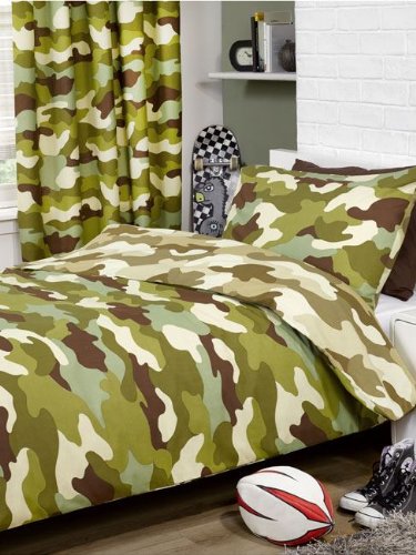 Army Camouflage Reversible Single Duvet Cover and Pillowcase Set
