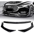 EPARTS ABS 3-Piece Front Bumper Spoiler Splitter Lip Kit Compatible with 2019-2023 Mazda 3 Sedan (Painted Black)