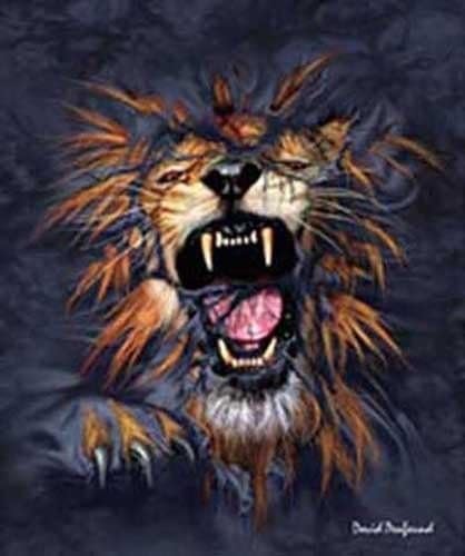 Royal Plush Extra Heavy Queen Size Mink Blanket - Lion Attack (79" x 85")
