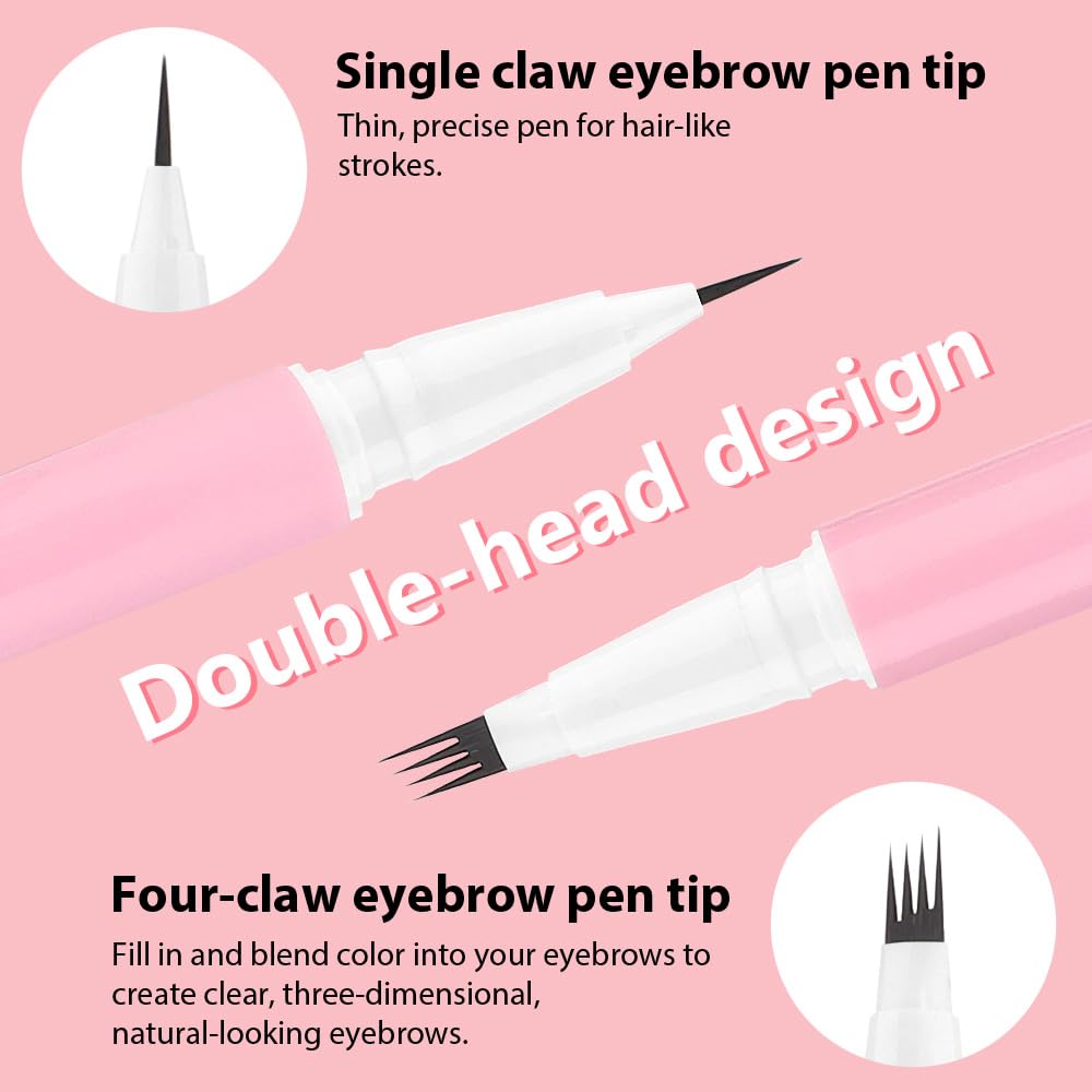 Light Brown Microblading Eyebrow Pen,2-in-1 Magic Eyebrow Pencil with Brow Brush,Eyebrow Contouring Pen,Magical Precise Waterproof Brow Pen,lapiz de cejas 3d Eye Brow Pencils for Women,01