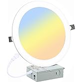 LZHOME 8 Inch LED Recessed Lighting with Junction Box Ultra-Thin, 3000K/4500K/6000K Selectable, 8" Dimmable Canless LED Downlight, 1800LM CRI80 High Brightness 5%-100% Recessed Light (1 Pack)