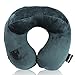 Inflatable Travel Pillow,Wowstar with Built-in Pump, Extra-Soft Washable Cover, and Compact Airplane Travel Packsack with Caribiner (Dark Green)