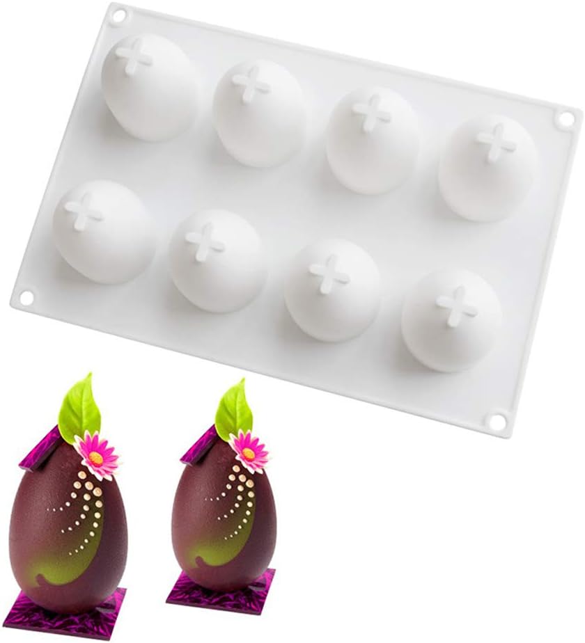 Silicone 3D Moulds, Mousse Mould for Jelly Pudding Chocolate, 8 Holes Egg Shape