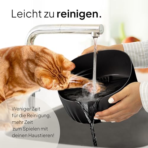 PrettyPaw Cat Fountain - Super Quiet, BPA-Free 3L Drinking Fountain for Cats with LED and Activated Carbon Filter - Easy to Clean Cat Drinking Fountain - Aqua Flow (Black)
