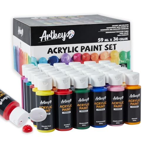 Artkey Acrylic Paint Set - 36 Colors 2 oz/59 ml Acrylic Paints Professional Art…