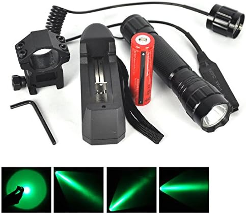 501b Green LED Tactical Flashlight Torch+remote Pressure Switch+18650 Free Mount Gun Pack