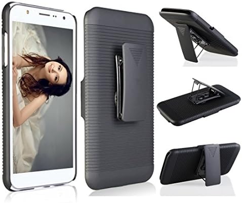 Solobay Samsung case S7 S7 edge case fashion design with stripe holster belt case with kickstand 2 IN 1 CASE shockproof defender Rugged Heavy Duty case SAMSUNG S7 S7 edge case (BLACK/S7)