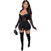 Jigfar Women Sexy Elegant Bodycon Jumpsuit Going Out Romper Birthday Party Club Night Outfits