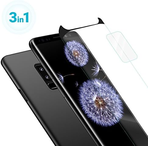 Galaxy S9+ Plus Case - Thinnest Slim Fit Black Matte Protective Samsung S9+ Plus Cell Phone Hard Plastic Ultra Thin Cover Shockproof Scratch Resistance Galaxy Case - Camera Lens - Screen Protector