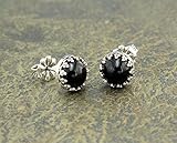 Black Onyx Post Earrings in Sterling Silver