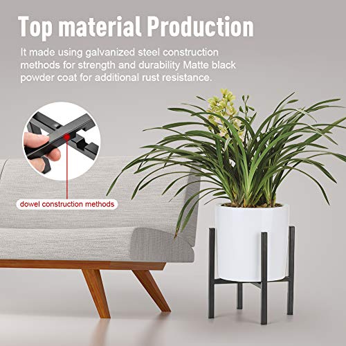 Plant Stand for Indoor Outdoor Plant Pots | Pccooler Mid Century Rustproof Iron Art Flower Pot Holder | Extra Tray Fit Any Planter Pot Below 9.7 Inches | Simple Display Potted Rack, Modern Home Decor - Thumbnail 6