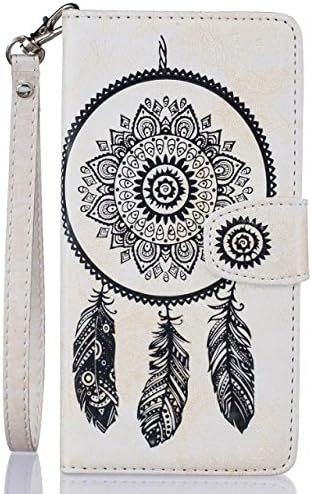iPhone 7 case,Premium Vintage Emboss floral PU Leather&amp;Soft TPU[Card/Cash Slots][Wrist Strap]Wallet Magnetic Flip Case By LEMY JOURNEY-Including One DREAM CATCHER(WHITE)