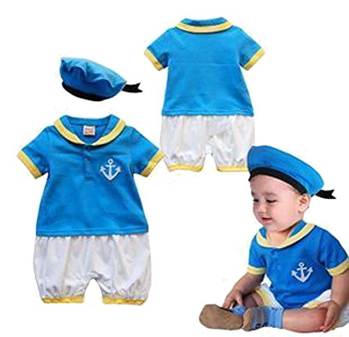 Baby Boy Duck Inspired Costume Short Sleeve Romper and Hat