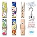 Treats&Smiles 6 Artistic & Colorful Clothespins Fridge Magnets + 1 Magnetic hook. Display Recipes, Memos & Photos at Your Kitchen, Office or Locker With a Unique & Strong Refrigerator Magnets set.