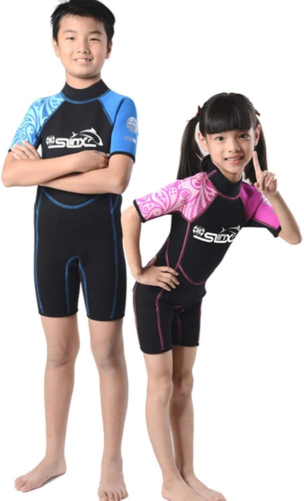 Combinaisons Humides Sports Et Loisirs Yfpico Combinaison Shorty Enfant Fille Garcon Costume De Natation Plongee Manches Courtes Une Piece Vetement De Surf Maillot De Bain Snorkeling