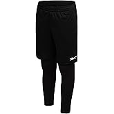 Reebok Boys Basketball Shorts with Leggings - 2-in-1 Boys Athletic Shorts with Inner Compression Pants, Drawstring & Pockets