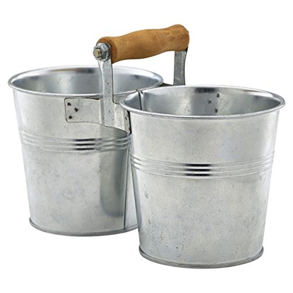 Genware NEV-GSB12COM Galvanised Steel Combo Serving Buckets, 12 cm