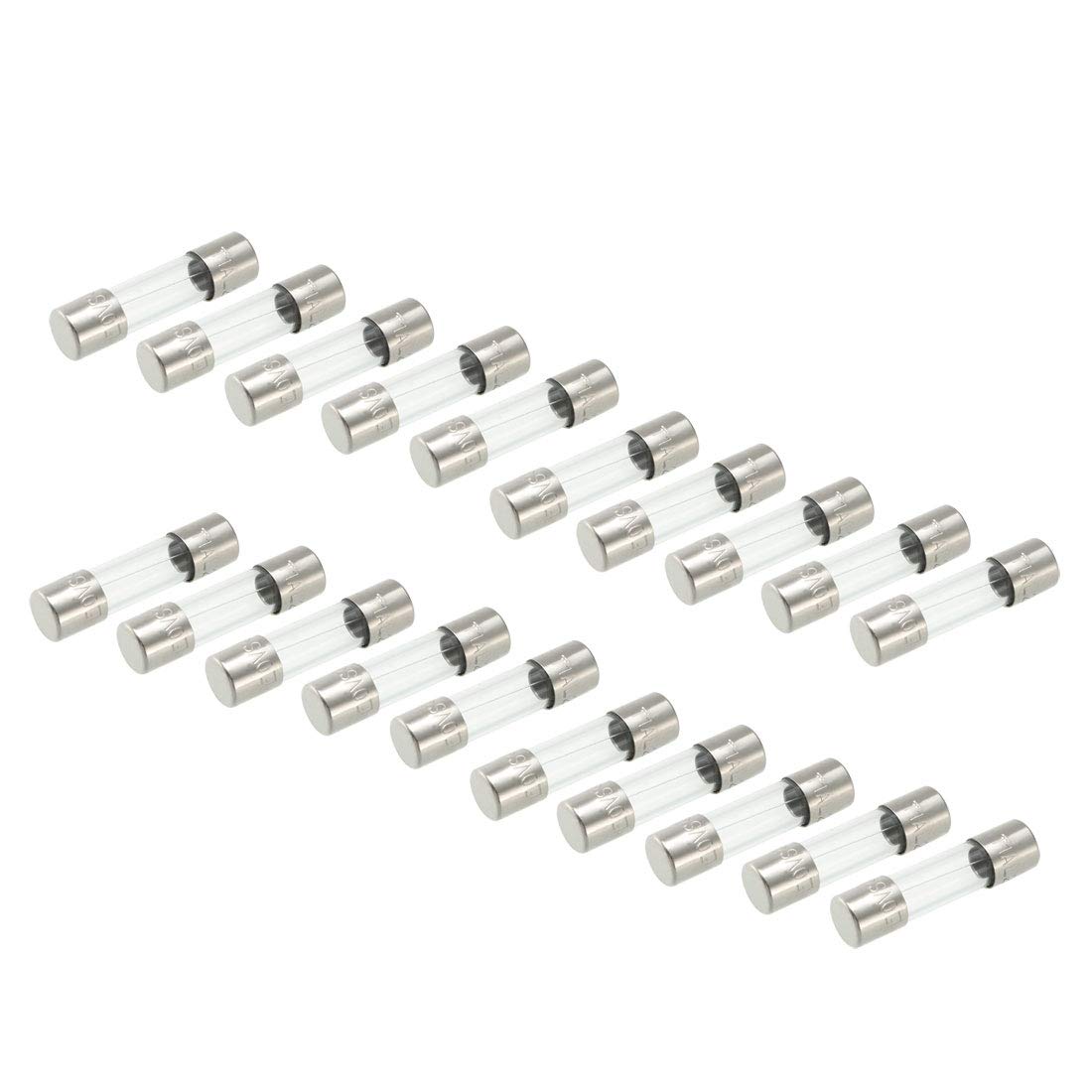 sourcing map Slow Blow Glass Cartridge Fuse Tube Time Delay Fuse 5mm x 20mm 250V 1A 20Pcs