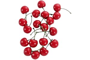 Kopida 20Pcs Artificial Cherries, Lifelike Red Cherries, Fake Cherries for Home Kitchen Party Decoration Photography Prop