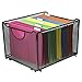 Set of 2 Modern Black Metal Mesh Foldable Office File Folder Organizer Rack Storage Crate