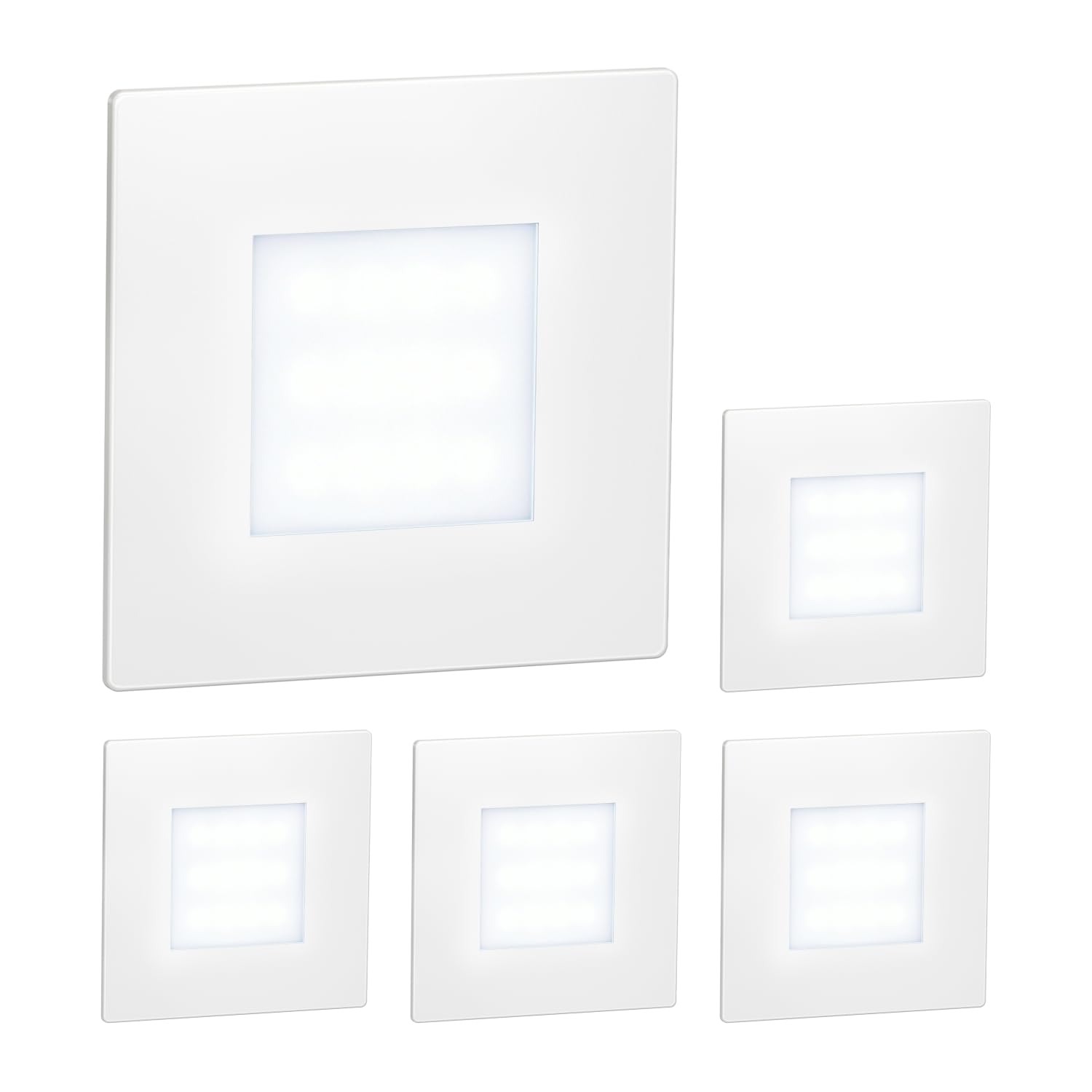 ledscom.de 5 LED Staircase Light/recessed wall Light FEX for Indoors and Outdoors, Angular, 85 x 85mm, Cool White