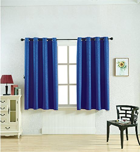 Taisier Super Soft Weave Heavy Thick Window Energy Smart Grommet to Royal Blue Blackout Window Treatments Curtains for Kids 63 Inch Length, 2 panels with 2 Tie Backs (52"×63", Royal Blue)