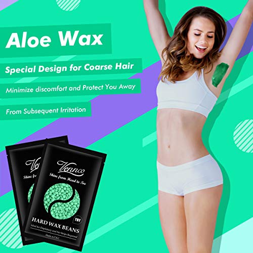Waxing kit, Vennco Hair Removal Wax Kit for Women, Wax Warmer with 6 Bags Hard Wax Beans (21oz Total),40 Wax Sticks