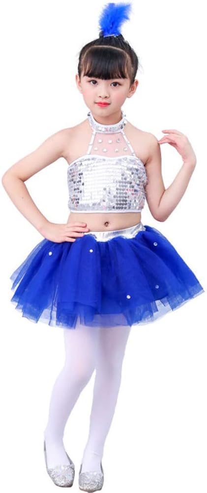 Amazon Co Jp Yunping キッズ ダンス衣装 チュールスカート 子供服 ガールズ パーティードレス舞台ファッション ブルー 150 ベビー マタニティ
