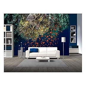 Top View of The Coral Reefs with Tiny Fish in The Ras Muhammad National Park. Egypt - Removable Wall Mural | Self-Adhesive Large Wallpaper - 66x96 inches