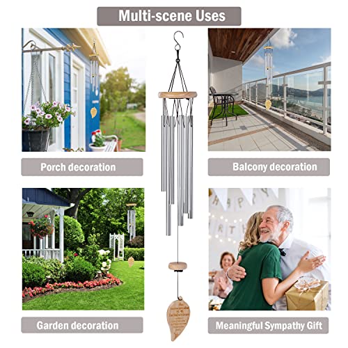 Raytian Sympathy Wind Chimes, Memorial Wind Chimes for Loss of Loved One Mother Father, Sympathy Gifts for Home Decor, 26 Inches Wind Chimes for Outside with Sympathy Card Wooden Leaf-Shaped Pendant