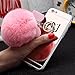 Mirror Ball iPhone 7 Plus Case for Women, Miniko(TM) Cute 3D Bunny Bling Fur Fluffy Pom Pom Keychain Furry PC & TPU Phone Case Back Cover With Mirror for Apple iPhone 7 Plus - Pink