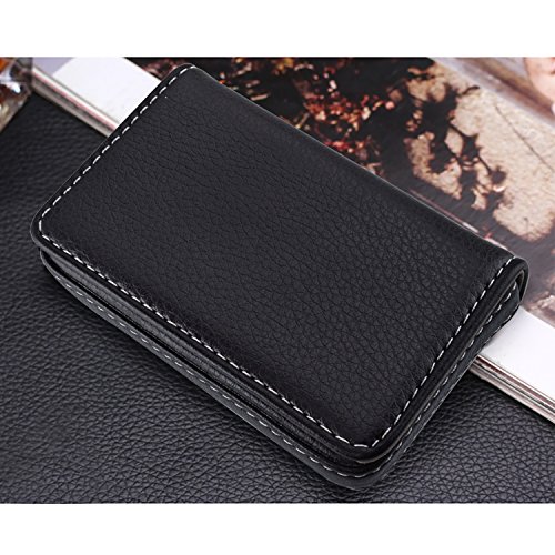 MaxGear PU Leather Business Card Holder Case with Magnetic Shut Black - Thumbnail 7