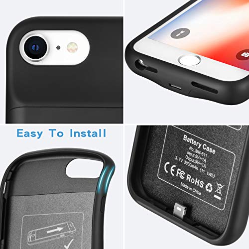 Wixann Battery Case for iPhone 6/6s/7/8/SE 2020 Upgraded 3000mAh Slim Portable Charging Case Rechargeable Extended Charger Case for Apple iPhone 6/6s/7/8/SE 2020