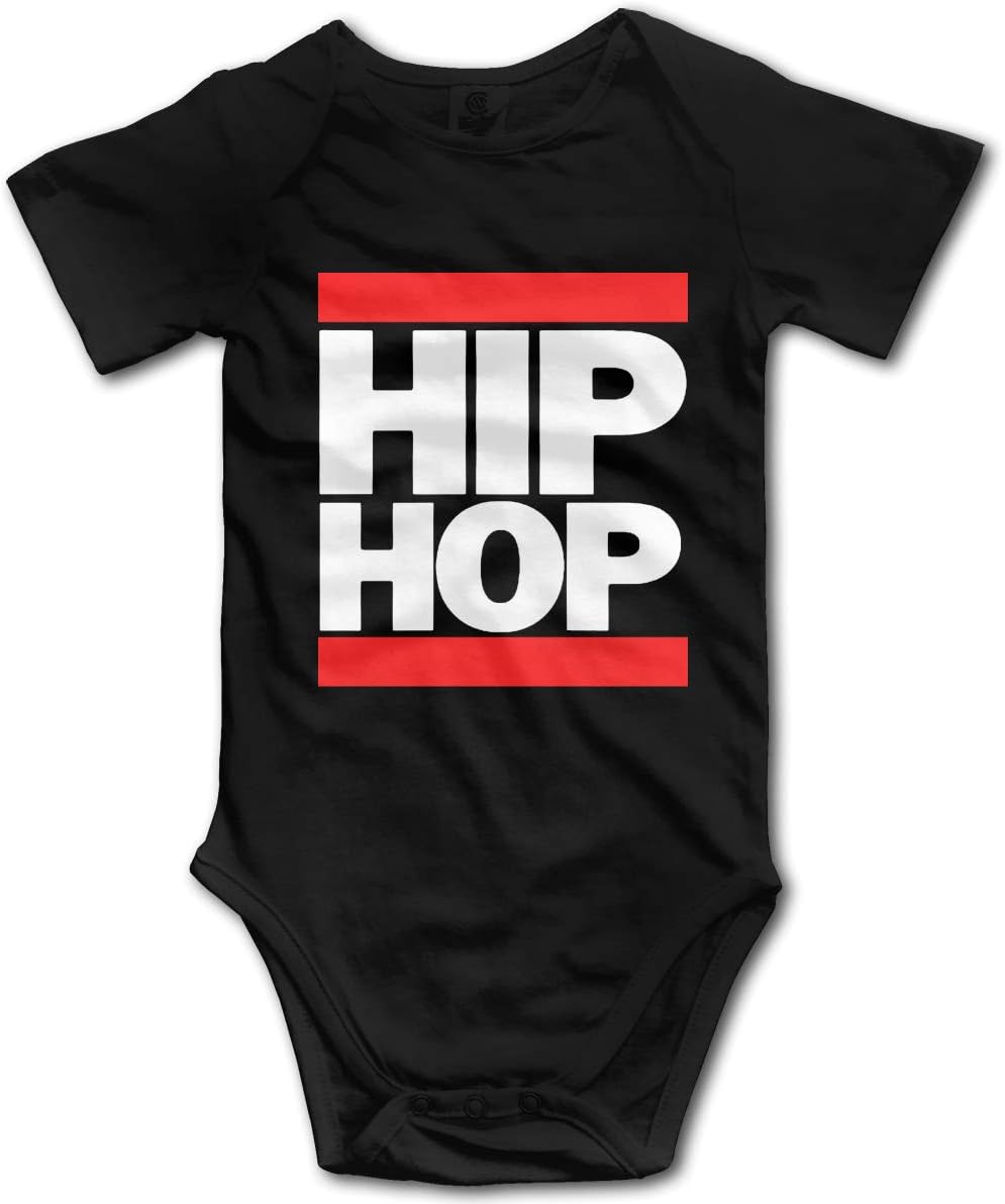 ElinaDesdemona Hip Hop Cotton Infant Bodysuit Playsuit Union Suit Baby Short-Sleeve Bodysuit Black