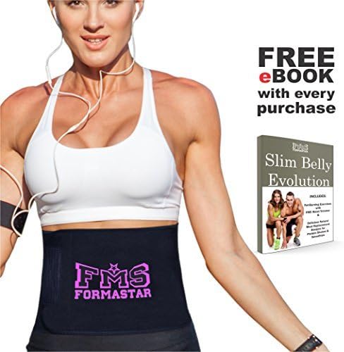 FMS Waist Trimmer Ab Sauna Body Sweat Belt for Weight Loss, for Men &amp; Women, Adjustable (Pink, Medium)