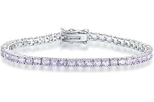 QUEENMOMENT Birthstone Tennis Bracelets for Women,3mm Cubic Zirconia Classic Tennis Bracelets Size 6.5-7.5 Inch Birthday Gifts Jewelry for Mother Wife Grandmother
