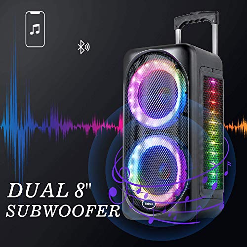 Shinco Karaoke Speaker with Party Lights - Dual 8 Inch Subwoofer Portable Karaoke Machine