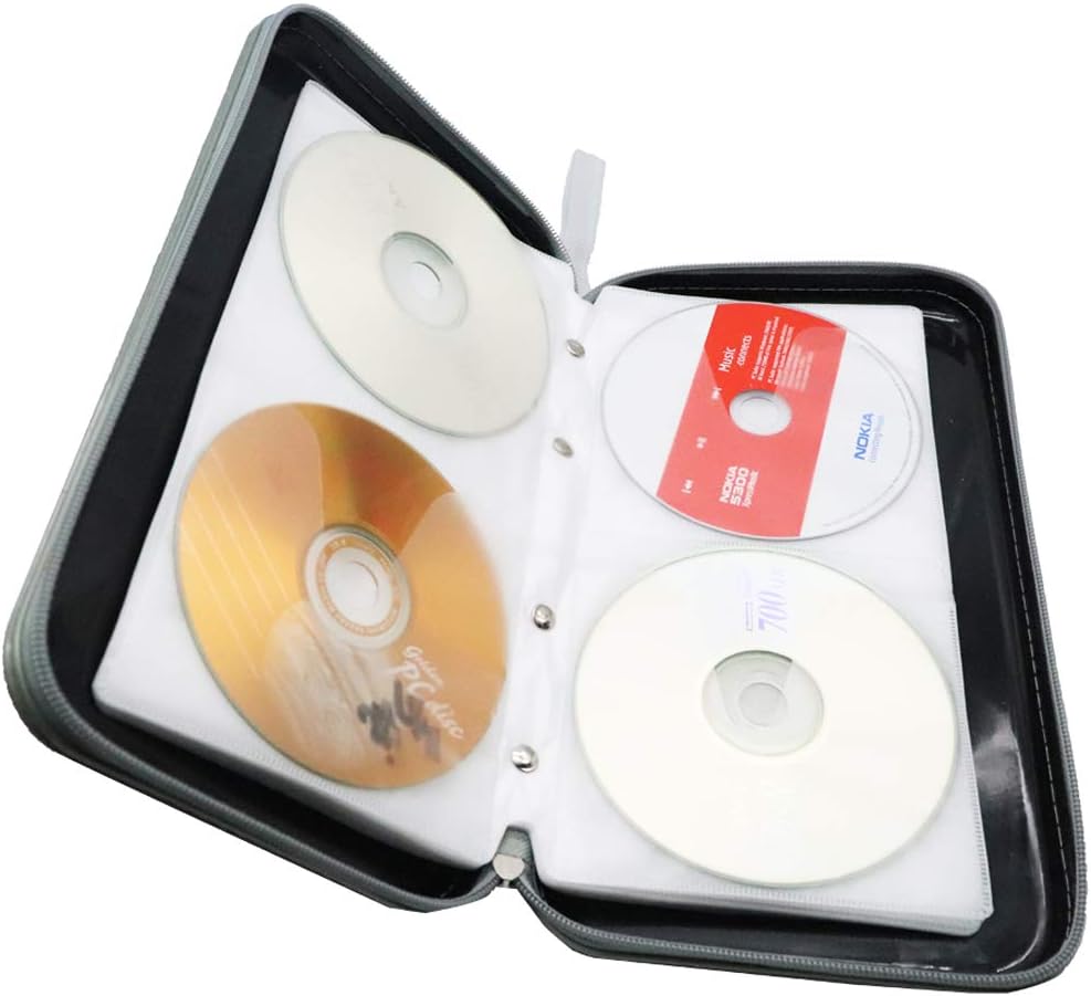 Watruer CD Case, 80 Capacity DVD Storage DVD Case Holder VCD Wallet Organizer Protective Hard Plastic Portable Case Cover - Black