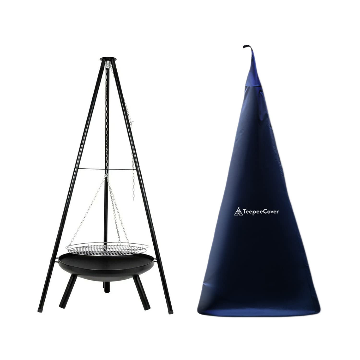 TEEPEE Tripod Grill BBQ Cover, Waterproof and UV Resistant Heavy Duty Oxford Fabric, Dust Proof Outdoor Tipi Cover with Storage Bag, Large (180x95CM)