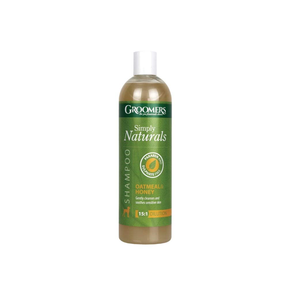 Groomers Oatmeal and Honey Dog Shampoo 500ml - Simply Naturals Paraben and Sulphate Free Dog Grooming Cleanser for Sensitive Skin