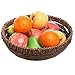 Hand Woven Brown Seagrass Shallow Round Decorative Fruit Display Storage Basket / Centerpiece Holder