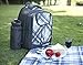 VonShef - 4 Person Blue Tartan Picnic Backpack Bag with Cooler Compartment, Detachable Bottle/Wine Holder, Fleece Blanket, Flatware and Plates