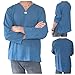 Love Quality Men's Steel Blue T-Shirt 100% Cotton Thai Hippie Shirt V-Neck Beach Yoga Top (Large, Steel Blue)