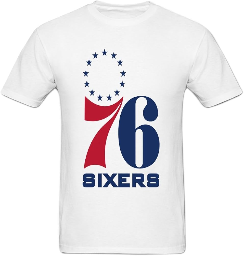 Amazon.com: Philadelphia Sixers Logo Print T-shirt Men's T-shirt XXXL White: Clothing