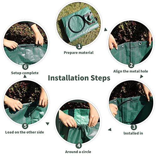 JERIA 6Pack 72 Gallons Reusable Garden Waste Bags with 4 Handles,Lawn