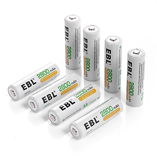 EBL 2800mAh AA de Alta Capacidad Ni-MH 1200 Ciclo de Pilas Recargables para los Equipos Domésticos con Estuches...