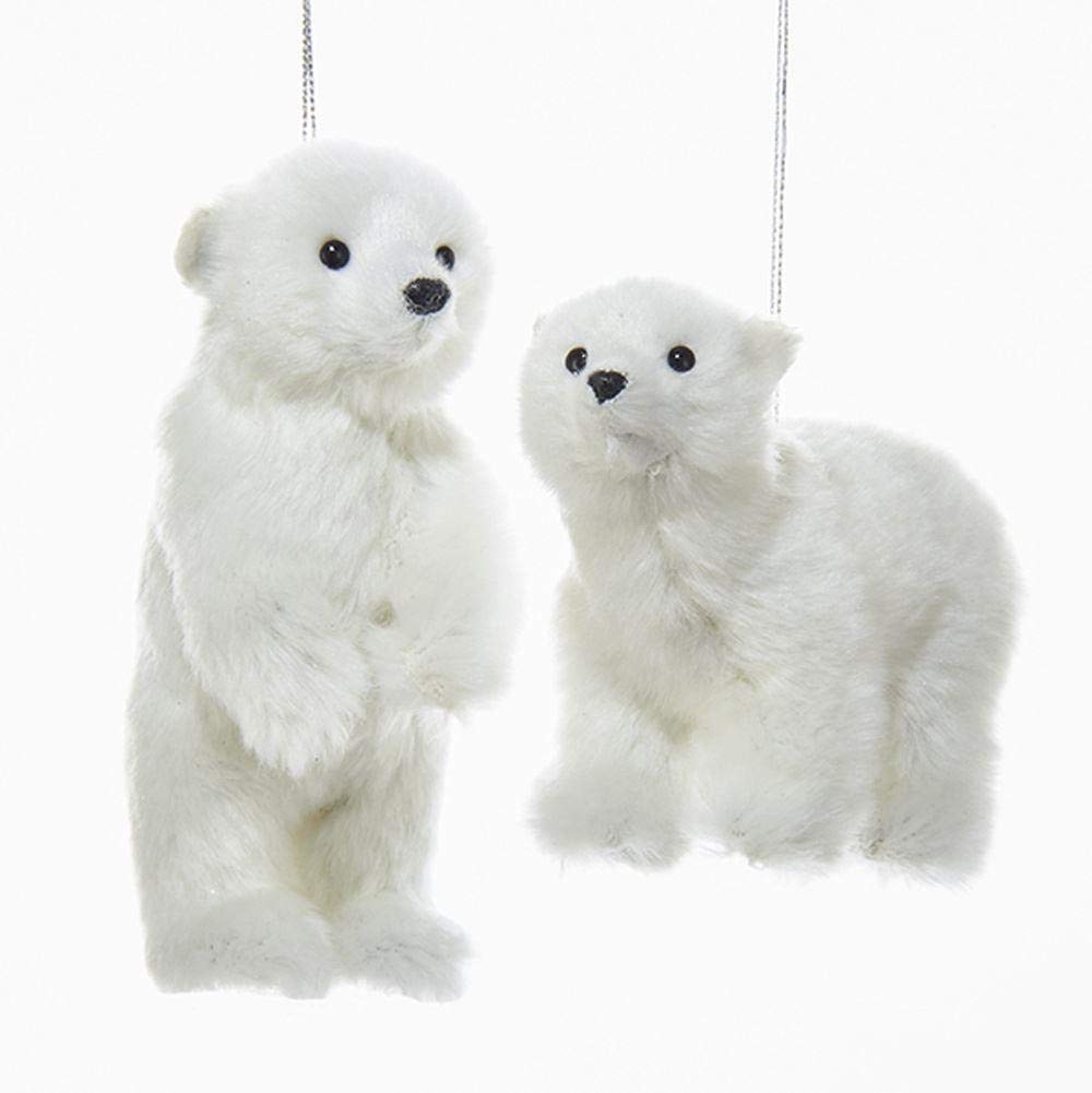 Photo 1 of (ONLY ONE) Kurt Adler FURRY POLAR BEAR ORNAMENT - 2 ASSORTED