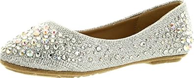 Women's Sparkly Rhinestone Ballet Flats – Foldable, Elastic Slip-Ons (Multiple Colors)