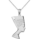 Claddagh Gold Egyptian Queen Nefertiti Pendant Necklace (22" Sterling-Silver)