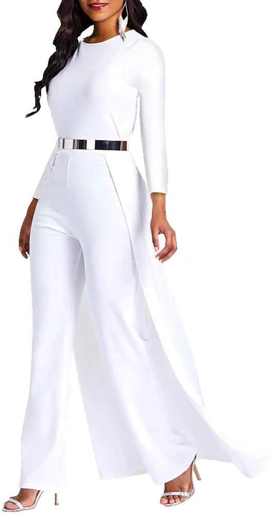 VERWIN Patchwork Overlay Embellished Plain Womens Jumpsuit HighWaist